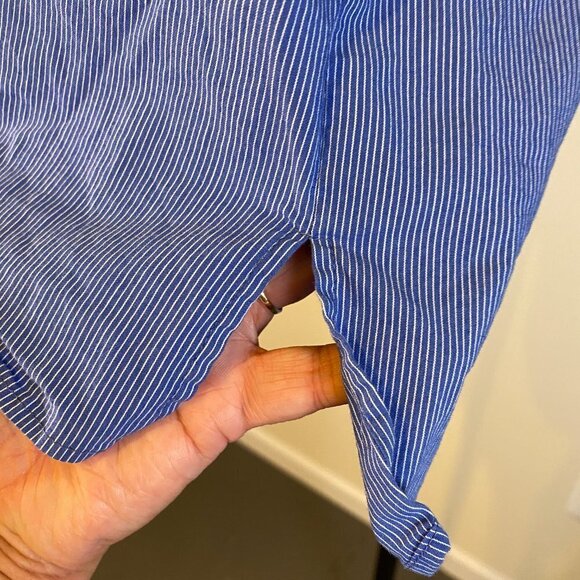 Zara Woman Blue Striped Puff Sleeves Off Shoulder Top - Picture 7 of 8